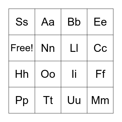 Alphabet Sounds Bingo Card