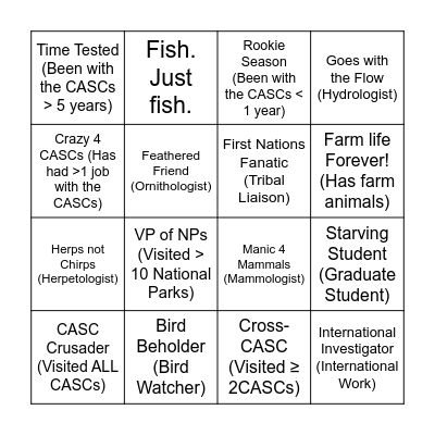 CASC Scavenger Hunt Bingo Card