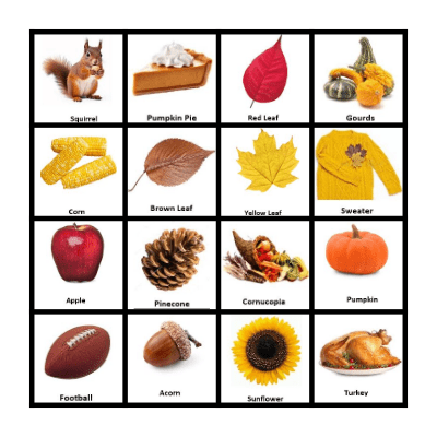 FALL FAMILY BINGO Card