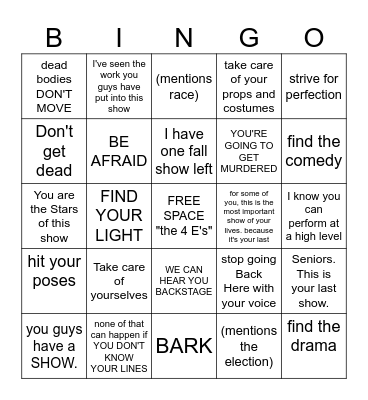 Doc Speech Bingo Card