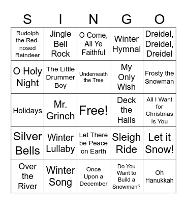 December All Hands Bingo Card