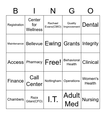HJA Bingo Mingle Bingo Card