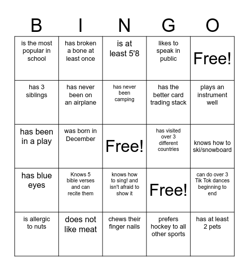 ALL NIGHTER HUMAN BINGO!! Bingo Card