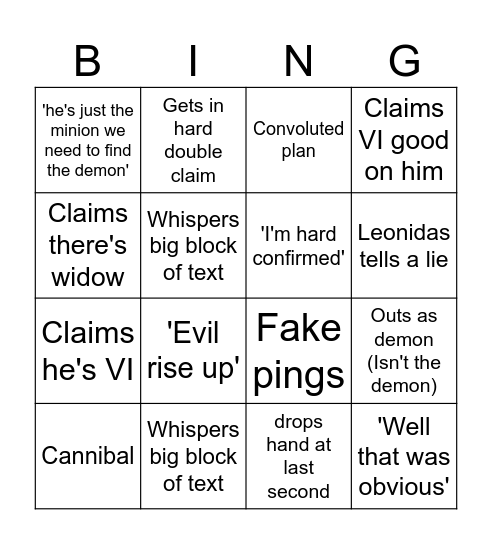 Leonidas bingo 2.0 Bingo Card