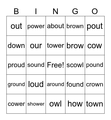 ow/ou Bingo Card