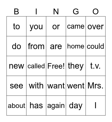 30 Bingo Card