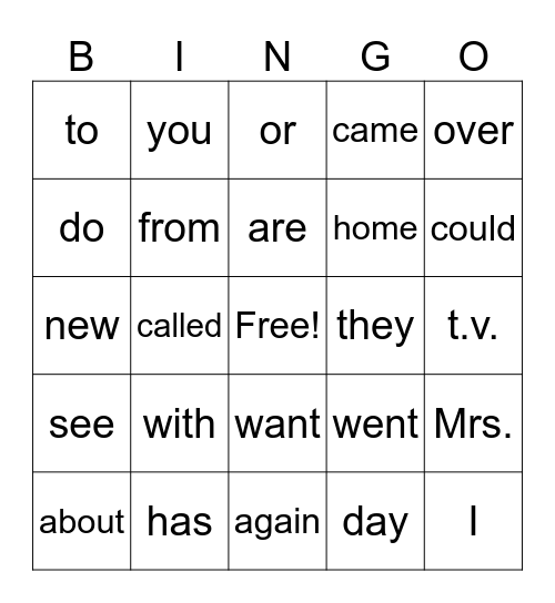 30 Bingo Card