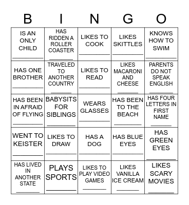 CLASSMATE BINGO Card