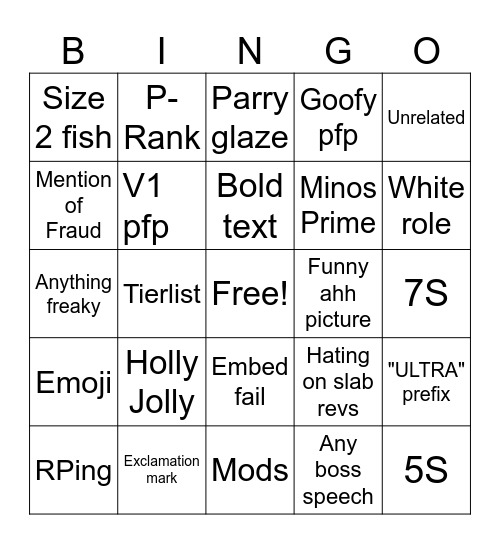 Ultrachat Bingo Card