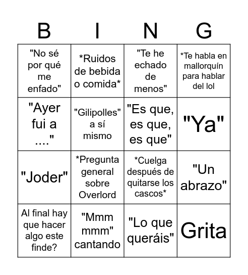 Que dice Barea Bingo Card