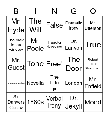 Dr. Jekyll Review Bingo Card
