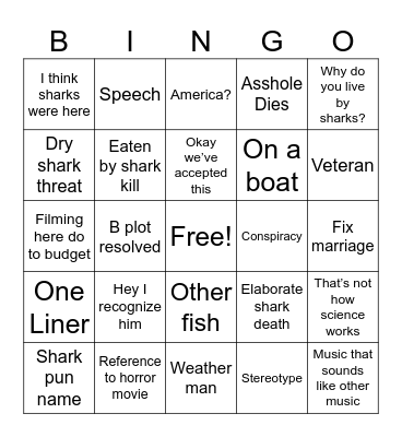 Sharknado Bingo Card