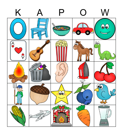 Kapow - vocalic R Bingo Card