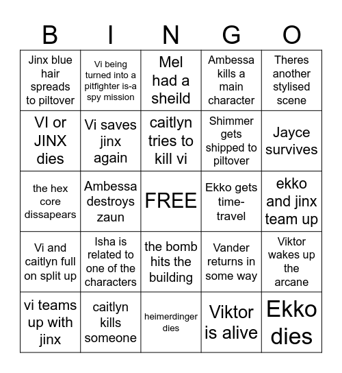 ARCANE S2 Bingo Card