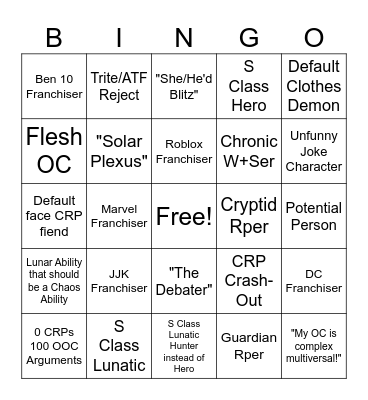 Lunar Will Bingo Card
