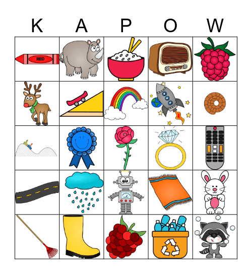 Kapow - prevocalic R Bingo Card