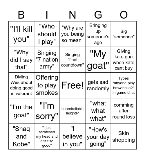 Hane BINGO Card