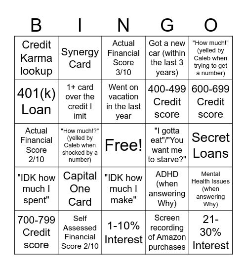 Financial Audit Bingo Card