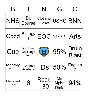 South Florence Bingo Card