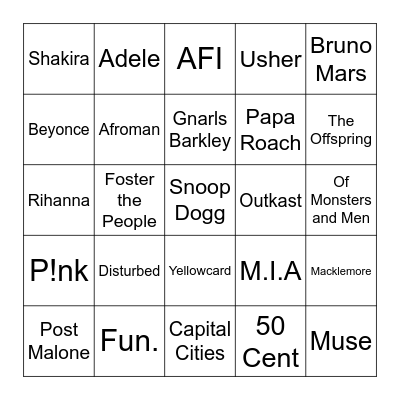 2000-2019 Bingo Card