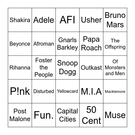 2000-2019 Bingo Card