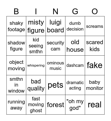 scary vids Bingo Card