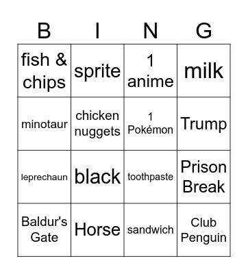 myrcko Bingo Card