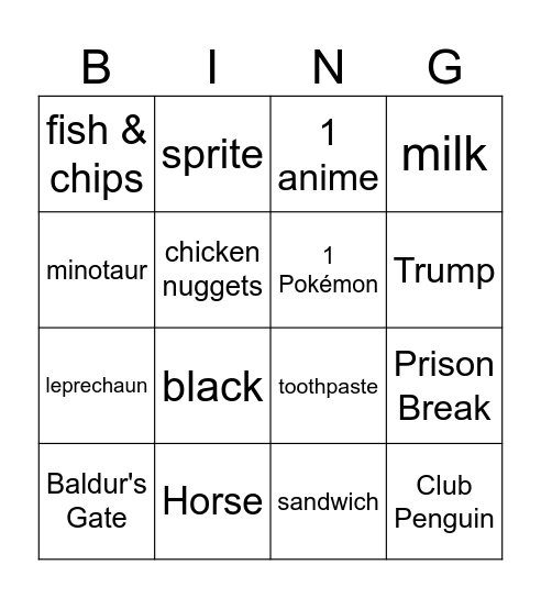 myrcko Bingo Card
