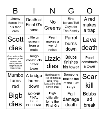 Wild Life Epsiode 4 Bingo Card
