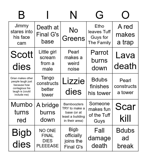 Wild Life Epsiode 4 Bingo Card