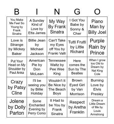 Music Bingo! Bingo Card
