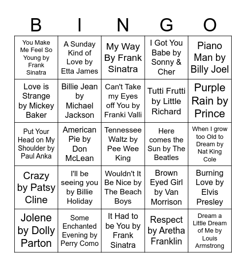 Music Bingo! Bingo Card