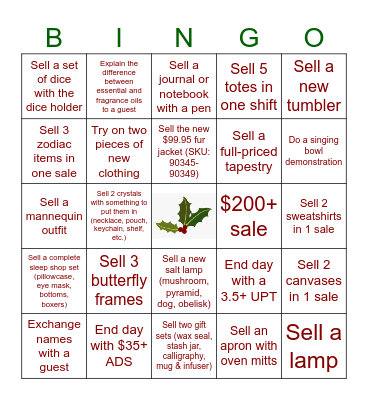 Holiday Bingo! Bingo Card