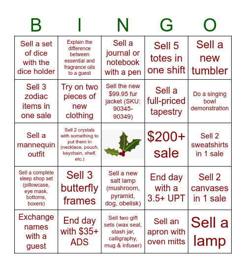 Holiday Bingo! Bingo Card