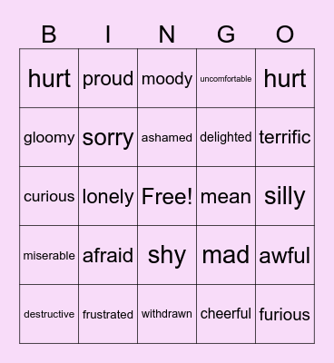 Feelings Bingo Card