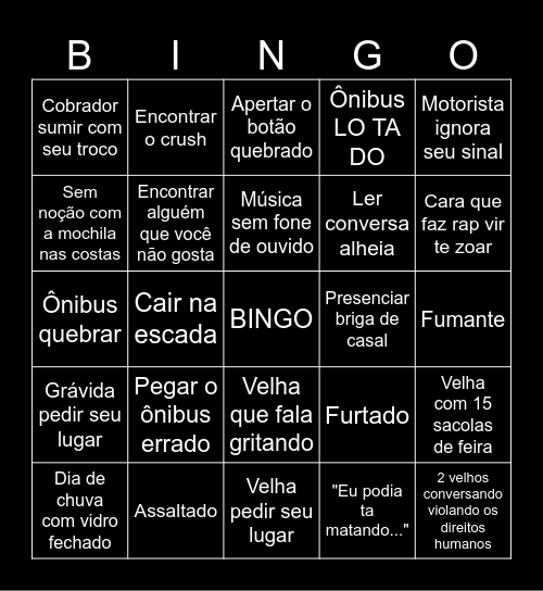 Transporte Público Bingo Card