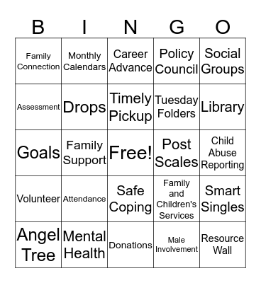 Eugene Field Bingo Card