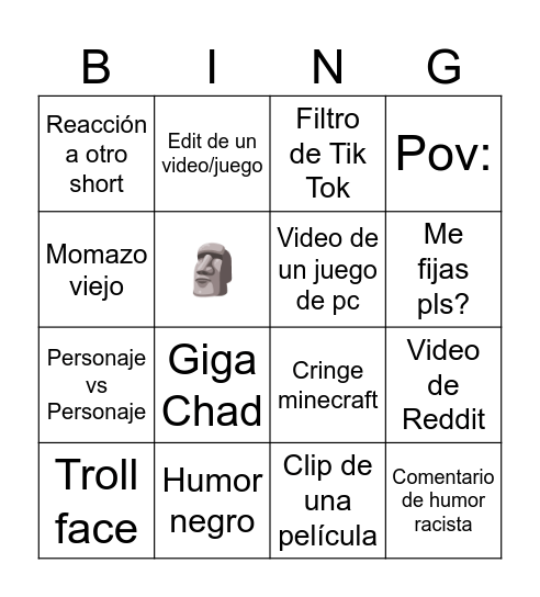 BINGO DE POBRES INDIGENTES Bingo Card