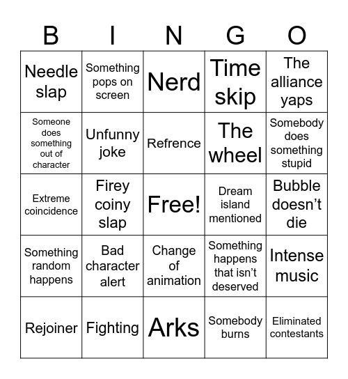 Bfdi Bingo Card