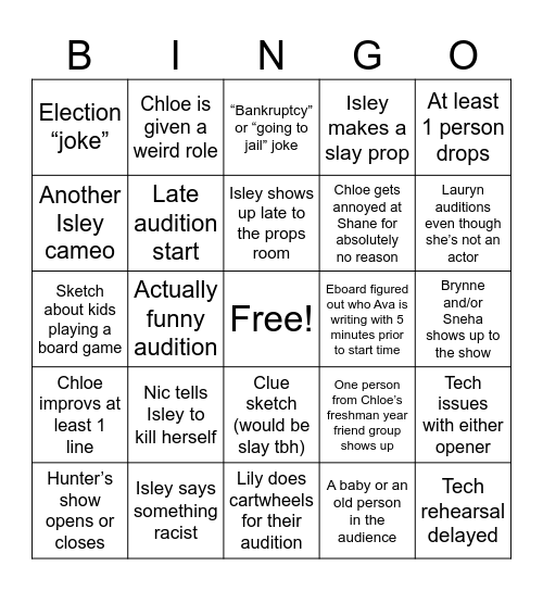 Show 2 Or Whatever🤭 Bingo Card