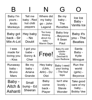 Baby Bingo Card