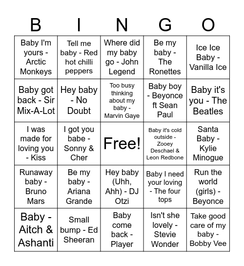 Baby Bingo Card