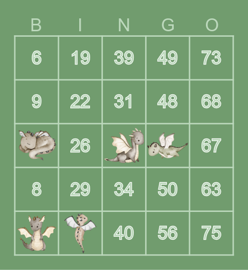 Number Bingo 1-75 Bingo Card