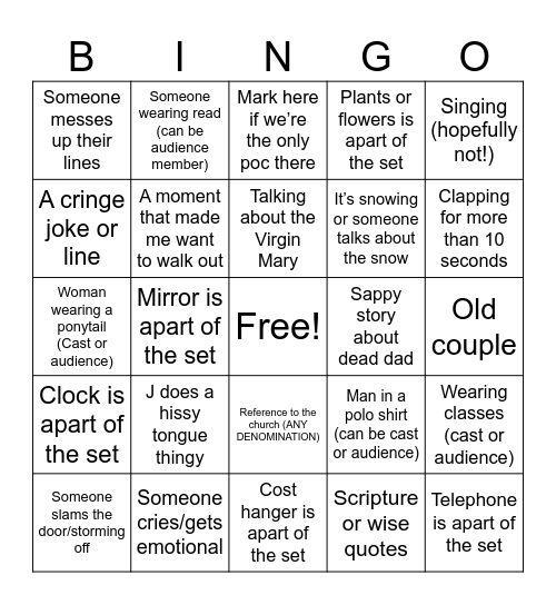 Pay Attention To The Play Bingo Card