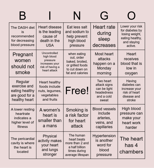 HEART BINGO Card