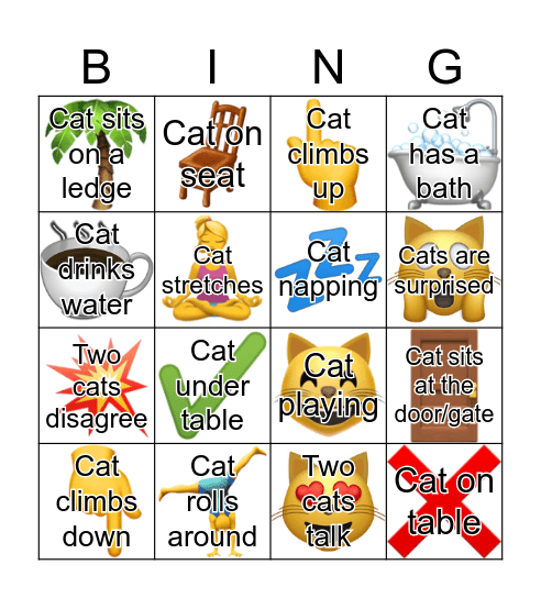 Cat Cafe Bingo Card