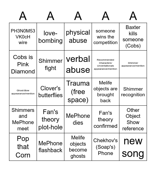 INNAMAT INSANTTY MOVGE Bingo Card