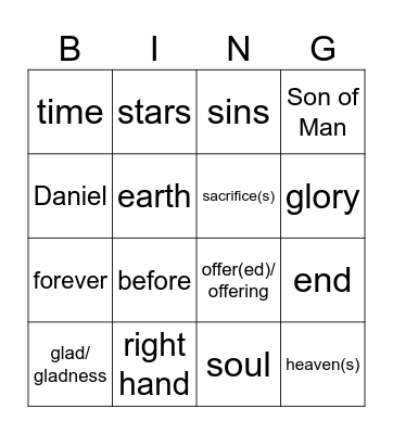 33rd Sunday in OT year B Bingo Card