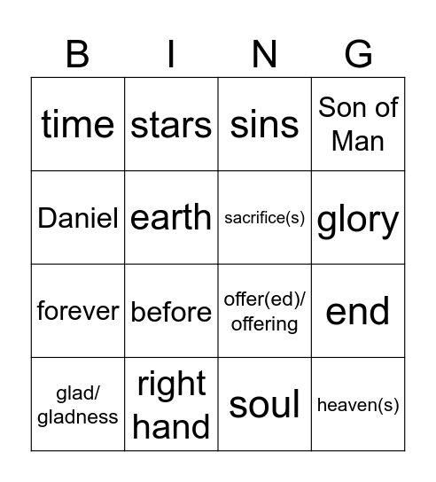 33rd Sunday in OT year B Bingo Card