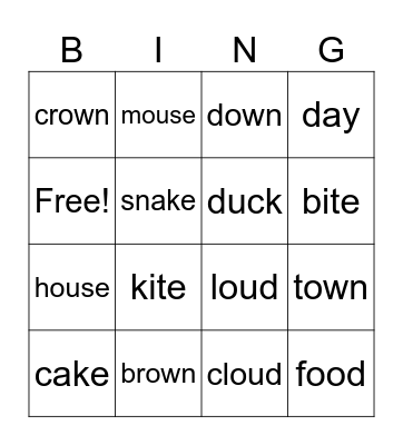 U8L4-Phonics-ow-ou Bingo Card
